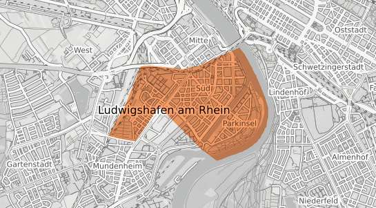 Mietspiegelkarte Ludwigshafen am Rhein S&uuml;d